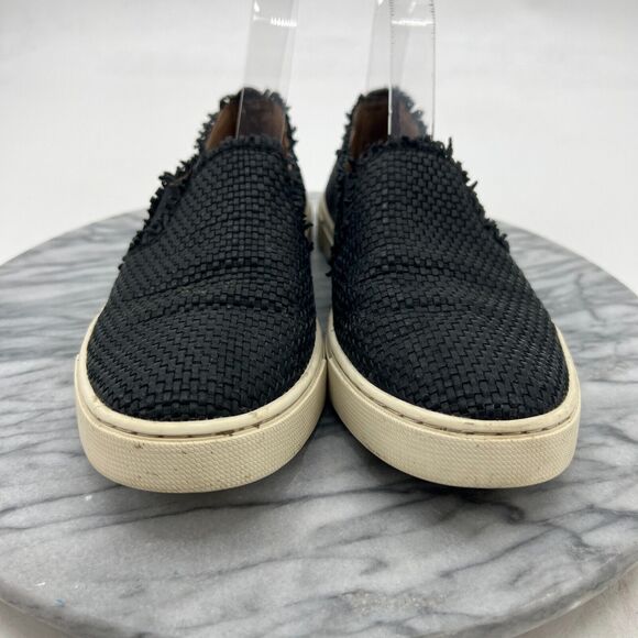 Frye Ivy Weave Sneakers Womens 8 Black Leather Slip On Casual Laceless Shoes - Picture 3 of 11